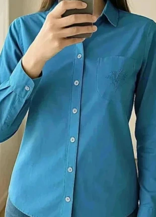 Chemisier bleu élégant Creation & Paris taille 38 manches longues, brand: creation paris, condition: Very good, size: M / 38 / 10, €2.50, €3.33 includes Buyer Protection