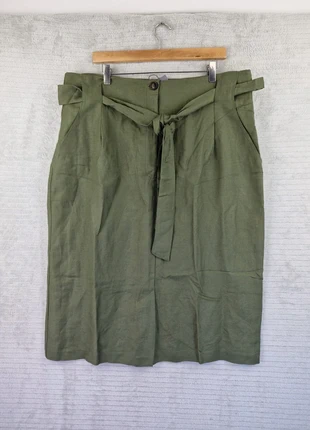 Principles Khaki 53% Linen Midi Skirt Belted Pockets Pleated BNWT, brand: Principles, condition: New with tags, size: L / UK 16-18, £18.99, £20.64 includes Buyer Protection Pro