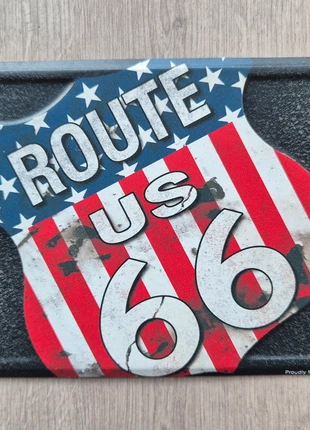Mooie Route 66 USA plaat voor in de mancave, staat: Heel goed, € 6,00, € 7,00 inclusief Kopersbescherming