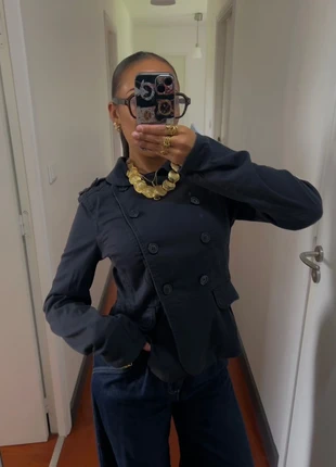 Veste ceintrée aviateur marine vintage, merk: Vintage Dressing, staat: Heel goed, maat: S / 36 / 8, € 25,00, € 26,95 inclusief Kopersbescherming
