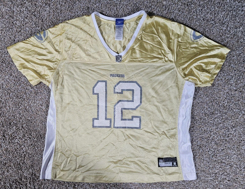 Aaron Rodgers #12 Nfl Reebok Rbk Jersey Gold Women'S 2xl 1