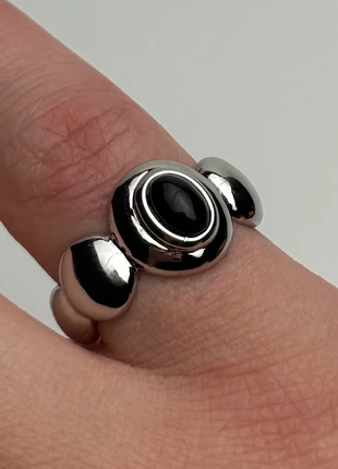 Bague bubble serti d’une obsidienne noir, en argent 925, ajustable chic ring, mode d’élégance, brand: Argent, condition: Very good, size: Adjustable, €10.00, €11.20 includes Buyer Protection Pro