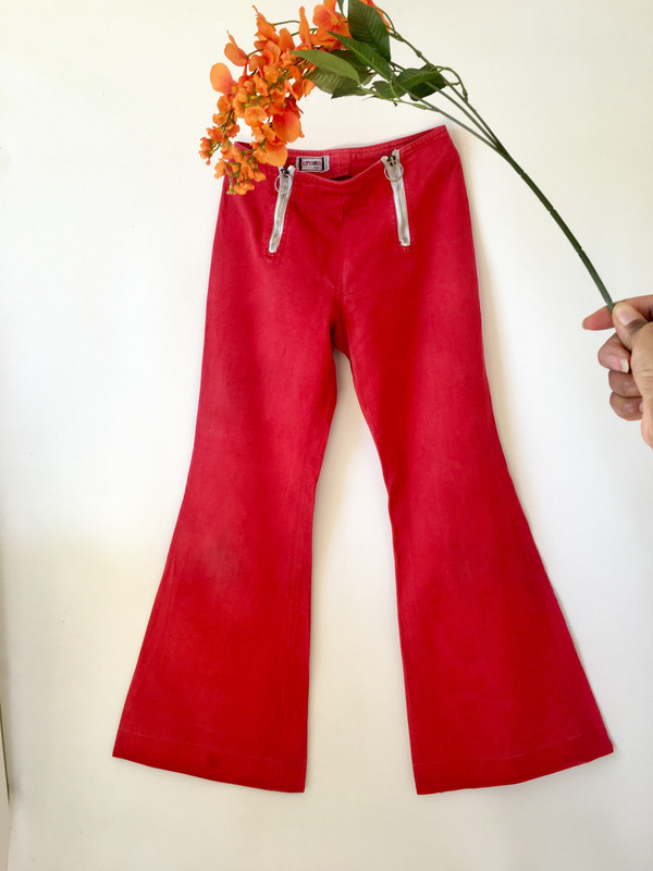 Pantalon vintage patte d'éléphant/ évasé rouge des années 80