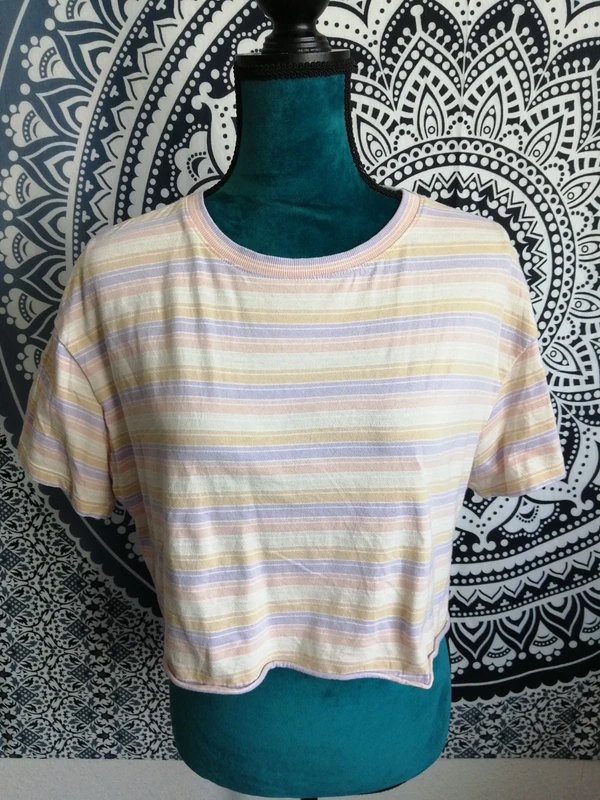 Tee-shirt crop top à rayures pastelles / don't call me jennyfer / (S) - photo numéro 2
