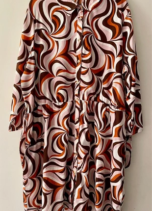 Vintage-Inspired 70s Style Psychedelic Swirl Print Shirt Dress, brand: Pepco, condition: Very good, size: 4XL / 20, £4.99, £5.94 includes Buyer Protection