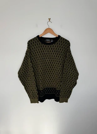 Pull en maille ethnique Crazy Horse vintage vert foncé et noir taille L, brand: Vintage Dressing, condition: Very good, size: L, €25.00, €26.95 includes Buyer Protection