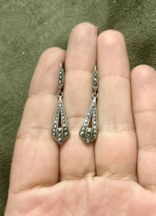Boucles d’oreilles dormeuses  Art Déco en argent et marcassites,, marca: Argent, estado: Muito bom, €38.95, €41.60 inclui Proteção do Comprador Pro