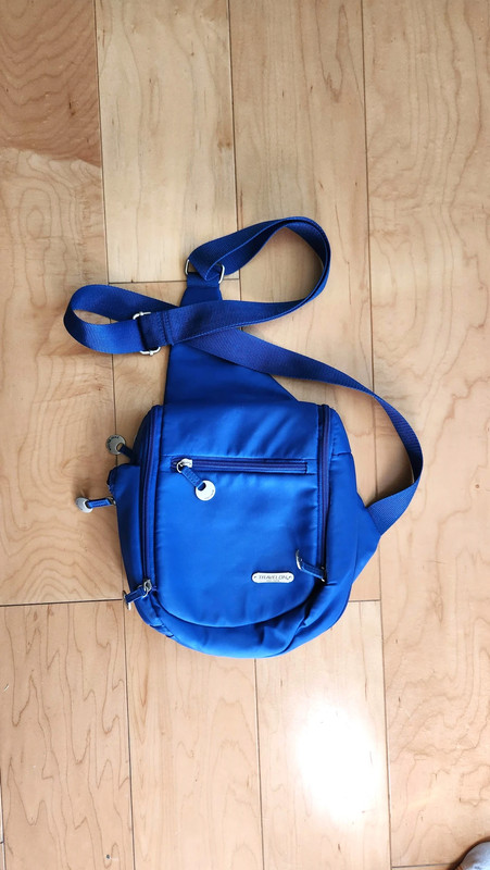 Travelon Blue Nylon Crossbody Travel Organizer Shoulder Pockets Expandable Bag 1