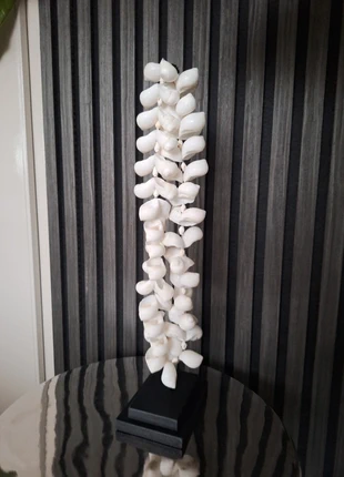 Witte schelpenketting streng op zwarte voet bali stijl, merk: CHIC, staat: Nieuw met prijskaartje, € 28,50, € 30,63 inclusief Kopersbescherming Pro