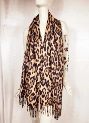Large écharpe léopard laine scarf stole trendy leo chic leoprint scarf wool, brand: Vintage Chic, condition: Very good, €14.00, €15.40 includes Buyer Protection