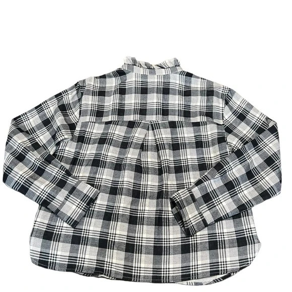 Banana Republic Plaid Button down Long sleeve Shirt Black & White 5