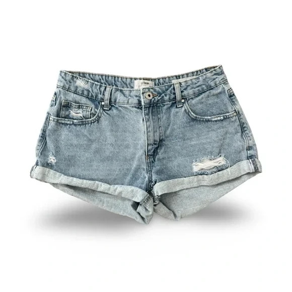 Cotton On Light Blue Distressed Denim Jean Shorts 1