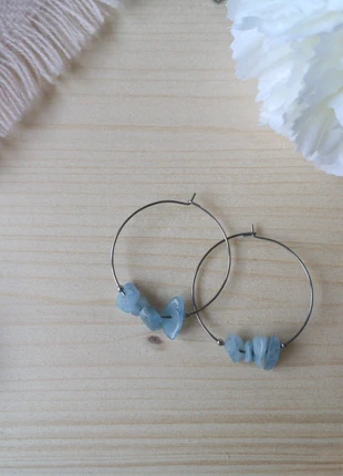 Creoles inox et aigues marines , merk: Handmade, staat: Nieuw zonder prijskaartje, € 5,00, € 5,95 inclusief Kopersbescherming