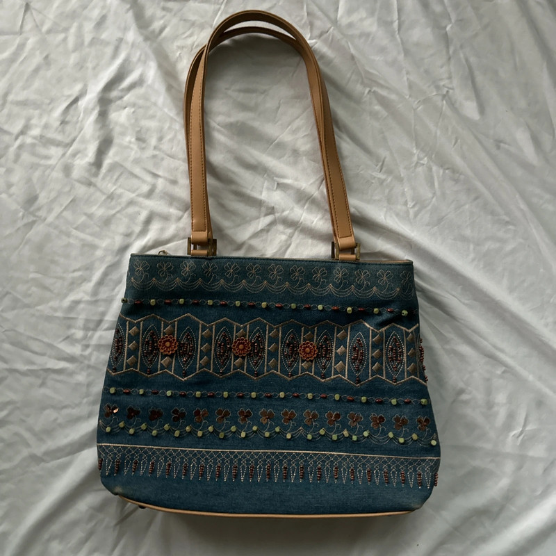 Y2K Boho Beaded Denim Purse 1