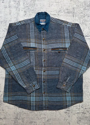 🪓 Chemise Trappeur XL 46/48 100% Coton Vintage Col Denim Carreaux, marke: Trappeur, zustand: Sehr gut, größe: XL, 34,99 €, 37,44 € beinhaltet Vinted-Käuferschutz Pro