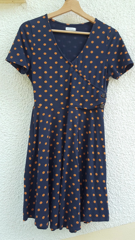 Robe d t cache cache bleu marine a pois orange Vinted