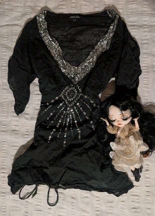 Magliettina vintage y2k con brillantini, merk: COQUETTE, staat: Heel goed, maat: S / 36 / 8, € 15,00, € 16,45 inclusief Kopersbescherming