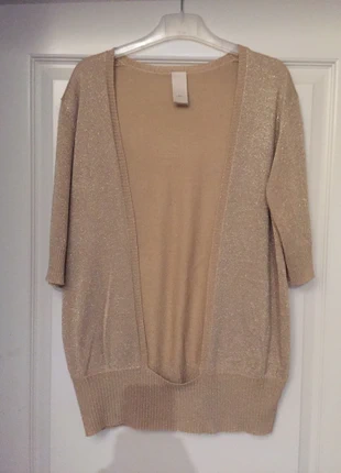 Mist-design, blinkend gouden truitje met open voorkant, estado: Muito bom, tamanho: L / 40 / 12, €5.00, €5.95 inclui Proteção do Comprador