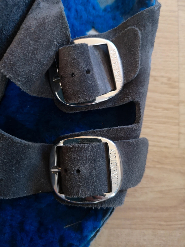 Birkenstock Arizona Wildleder grau big buckle 39 schmal mit Fell hausschuhe  3