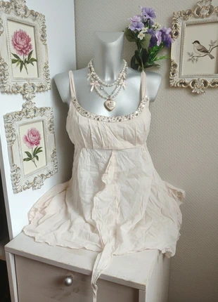 Magnifique petit haut tunique rose clair à sequins asymétrique style coquette fairy, brand: COQUETTE, condition: Very good, size: M / 38 / 10, €17.00, €18.55 includes Buyer Protection