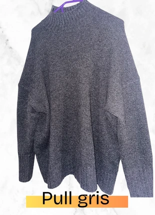 Pull long gris col montant – Only, Taille XL, style cosy et décontracté, marca: ONLY, estado: Muito bom, tamanho: XL / 42 / 14, €7.00, €8.05 inclui Proteção do Comprador