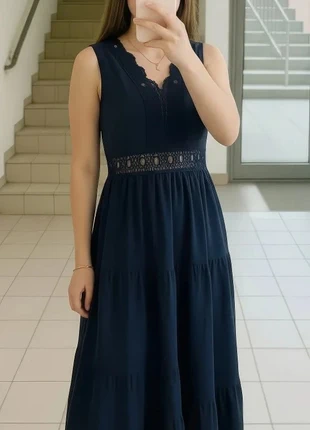 Robe longue bleu marine avec dentelle à la taille, taille S, marque: Ariana & co, état: Très bon état, taille: S / 36 / 8, 34,90 €, 37,35 € Protection acheteurs incluse