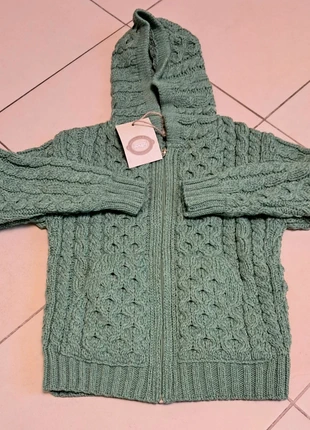 Cardigan verde bambino, Aran Crafts in lana merinos made in Irlanda, taglia 6/7 anni, marca: Aran Crafts, estado: Novo com etiquetas, tamanho: 7 anos / 122 cm, €45.00, €47.95 inclui Proteção do Comprador