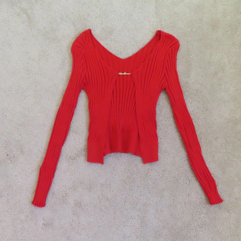 Red 90s Inspired Ribbed Top 1