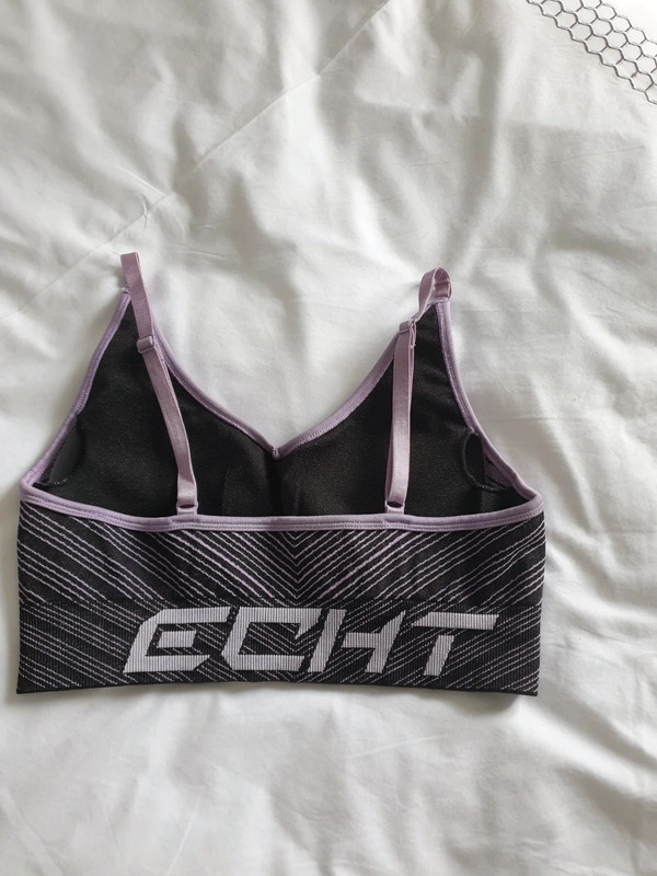 Purple and black Echt sports bra