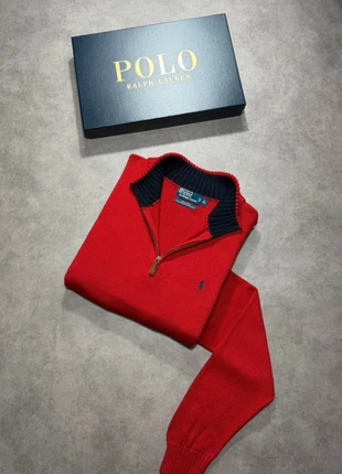 1/4 Zip | Half Zip col camionneur Ralph Lauren - Taille XL - 100% coton - Rouge logo bleu °, brand: Ralph Lauren, condition: Very good, size: XL, €59.99, €63.69 includes Buyer Protection Pro