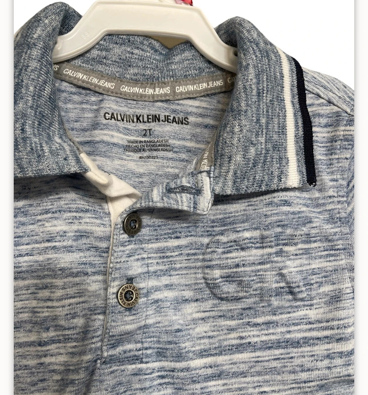 Calvin Klein Jeans Toddler Tipped Embossed Logo Polo Shirt 2T 4