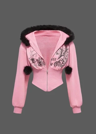 Pull sweat zip rose avec dessin, marque: Aesthetic, état: Neuf sans étiquette, taille: M / 38 / 10, 37,00 €, 39,55 € Protection acheteurs incluse