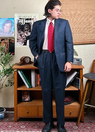 Vintage Navy Pinstripe Suit – Hugo James, brand: Hugo james, condition: Very good, size: 44R, £85.00, £89.95 includes Buyer Protection