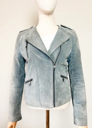 Perfecto Cuir Véritable Erinly T. 38 - Bleu Ciel/Gris Patiné (Style Biker), brand: Erinly, condizioni: Buone, taglia: M / IT 42 / EU 38, €24.00, €25.90 include la Protezione acquisti Pro