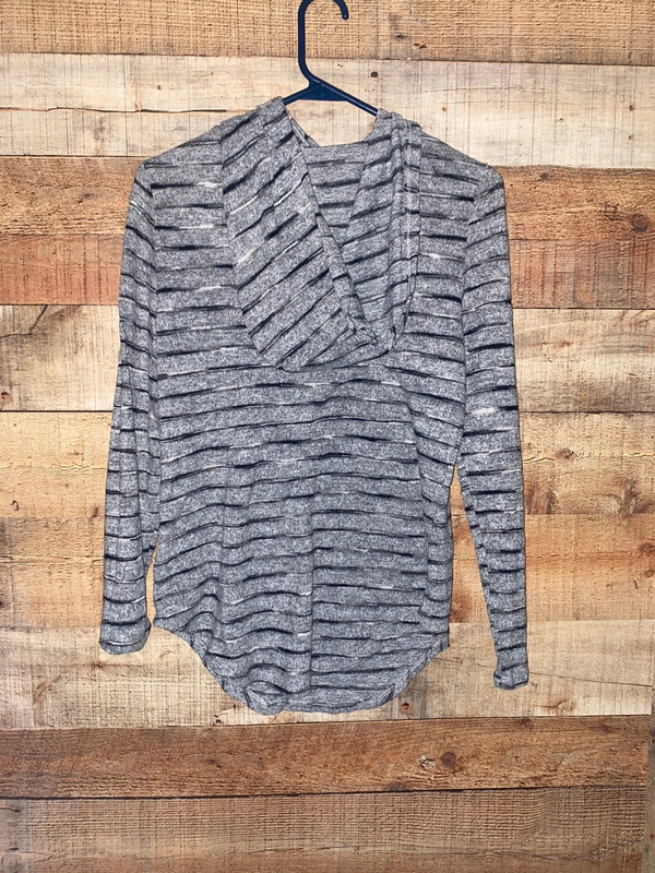 Grey & white striped hoodie size small 2