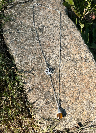 Collier argent 925 fleur de lotus & œil de tigre, marque: Argent, état: Très bon état, 16,00 €, 17,50 € Protection acheteurs incluse