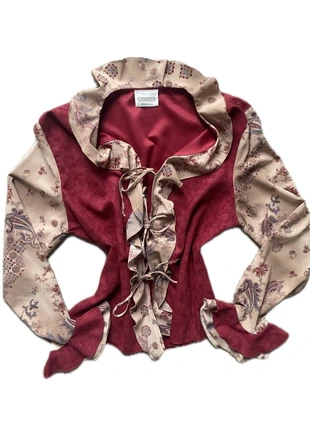 Chemisier vintage style baroque bordeaux & beige à volants, marca: Vintage Dressing, estado: Muy bueno, tamaño: M / 38 / 10, 10,00 €, 11,20 € Protección al comprador incluida