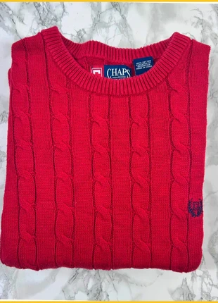Sweat/Pull Cable Knit ,Torsadé Ralph Lauren Chaps Rouge / Logo brodé Bleu / Taille L Homme, brand: Ralph Lauren, condition: Very good, size: L, €47.00, €50.05 includes Buyer Protection