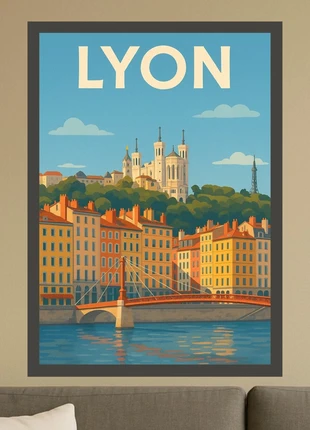 Affiche illustration « Lyon », état: Neuf sans étiquette, 6,00 €, 7,00 € Protection acheteurs (Pro) incluse
