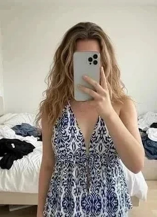 Haut bleu imprimé estival femme #114, marca: AzureLoom, estado: Muito bom, tamanho: M / 38 / 10, €25.99, €27.99 inclui Proteção do Comprador