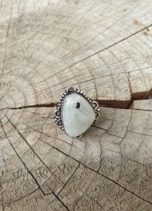 Zilver ring met natuursteen Melk kwarts, marque: Silver, état: Neuf sans étiquette, taille: 18,1 mm, 12,99 €, 14,34 € Protection acheteurs incluse