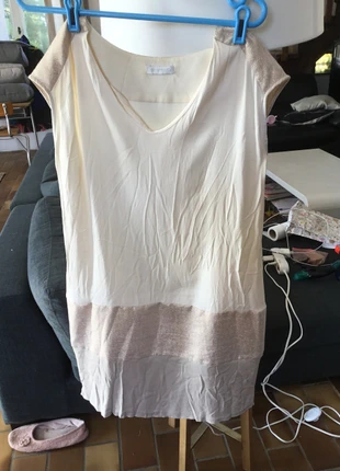 Robe promod beige/doré, marque: Promod, état: Satisfaisant, taille: L / 40 / 12, 2,00 €, 2,80 € Protection acheteurs incluse