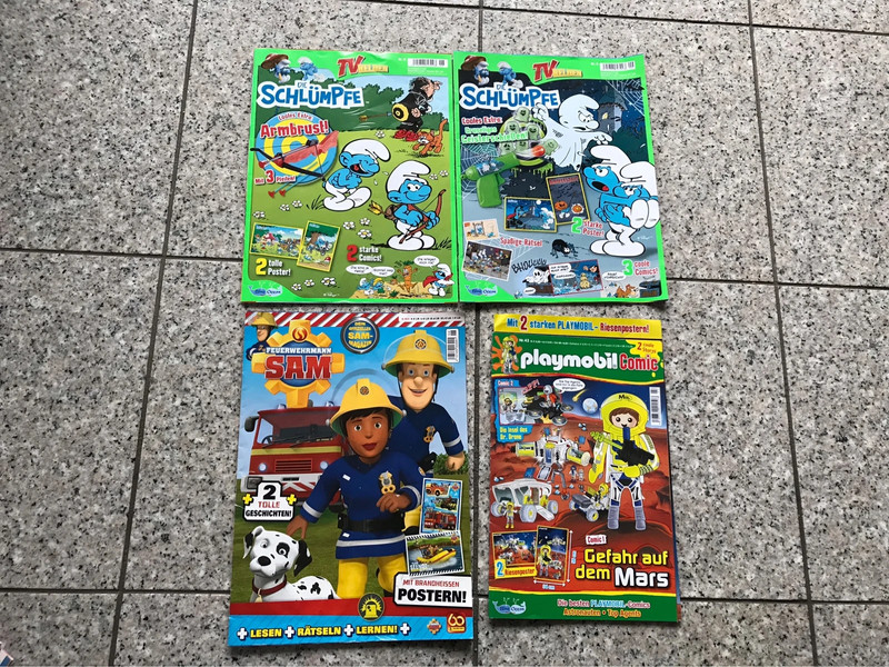 4 Hefte Playmobil Schlümpfe Feuerwehrmann Sam