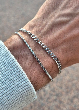 Lot 2 bracelets chaînes gourmettes serpent ajustables minimalistes élégants, marque: Minym, état: Neuf sans étiquette, 13,99 €, 15,39 € Protection acheteurs (Pro) incluse