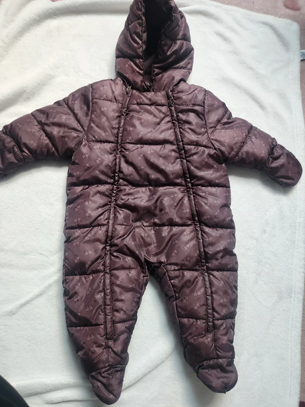 Mignonne combipilote / manteau matière doudoune doublée polaire marron avec renard Dpam bébé 6 mois