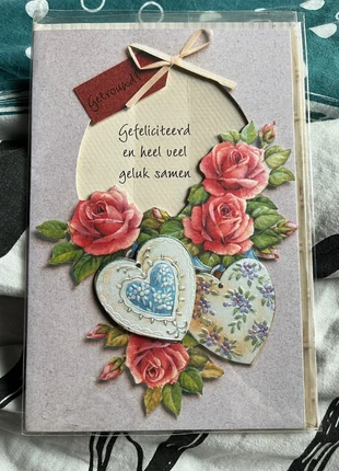 4. wenskaart huwelijk, staat: Nieuw met prijskaartje, € 1,25, € 2,01 inclusief Kopersbescherming