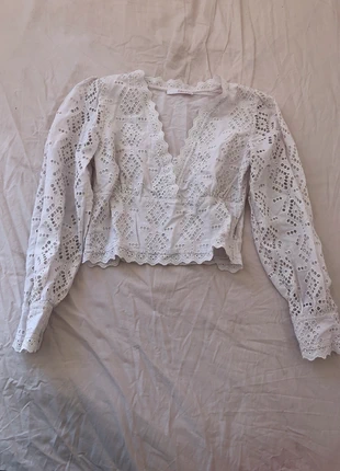 Haut court à broderie anglaise blanc en coton, XS, brand: Camaïeu, condizioni: Ottime, taglia: XS / IT 38 / EU 34, €6.00, €7.00 include la Protezione acquisti