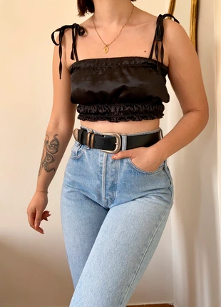 Top en satin noir bretelles à nouer Nasty gal, brand: Nasty Gal, condition: Very good, size: XS / 34 / 6, €14.00, €15.40 includes Buyer Protection