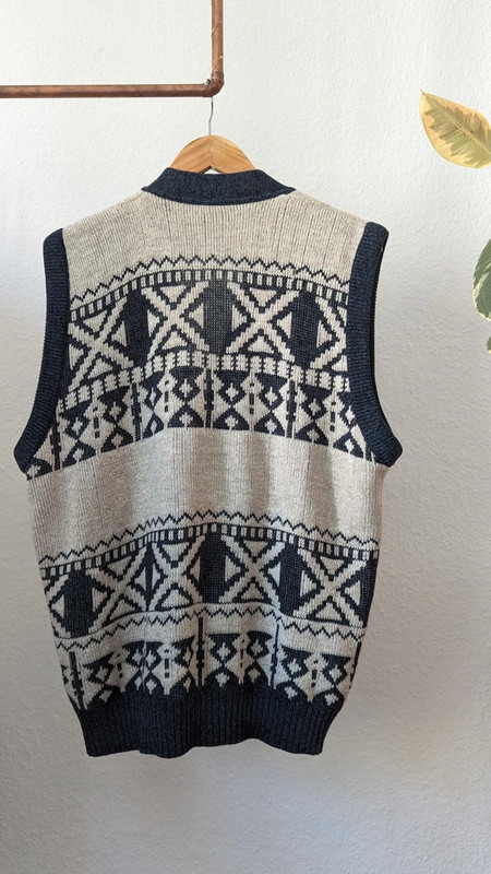 Woll Weste Strickweste mit Knöpfen Pullunder Ethno Hippie Boho 2