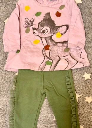 Completo autunno/inverno maglia lilla con bambi +leggings verdi, 3/6 mesi, brand: Original Marines, condizioni: Ottime, taglia: 3-6 mesi / 62 cm, €4.00, €4.90 include la Protezione acquisti